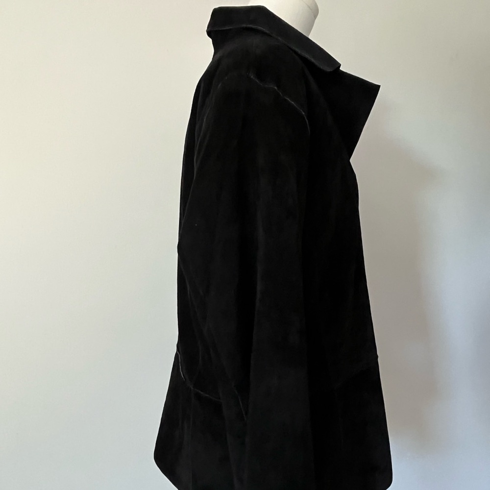 Black Suede Button-Front Jacket - image 5